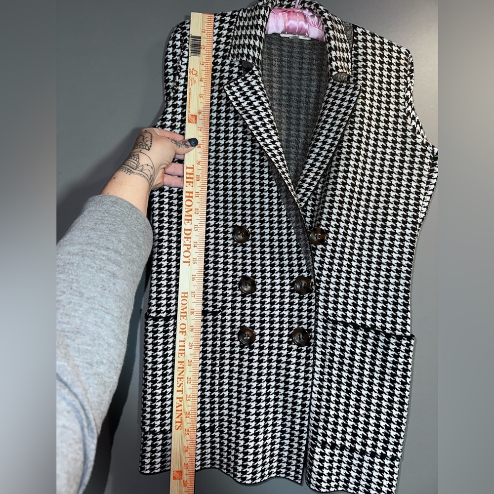 Marled Houndstooth Coatigan Jacket Soft Double Breasted Knit Size S - Picture 9 of 10